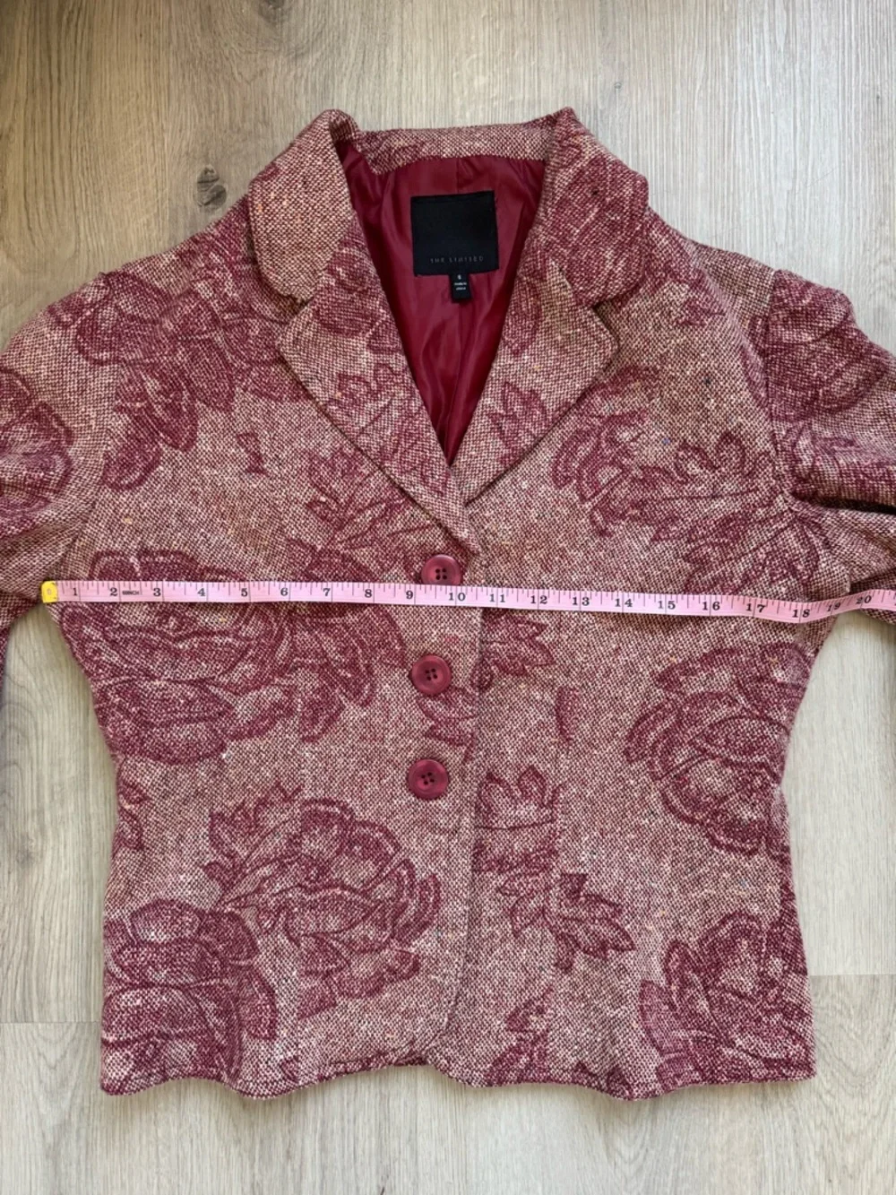 The Limited Red Floral Tweed Blazer Jacket Size 6